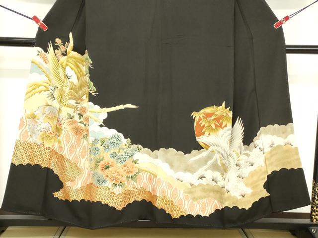 平和屋着物■豪華黒留袖　刺繍　鳳凰花文　金銀彩　正絹　逸品　DABF9888cd