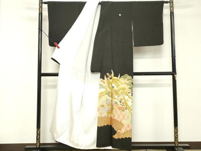 平和屋着物■豪華黒留袖　刺繍　鳳凰花文　金銀彩　正絹　逸品　DABF9888cd