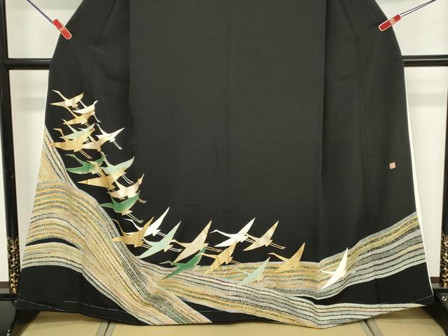 平和屋着物■豪華黒留袖　作家物　飛鶴　金彩　正絹　逸品　DABF9890cd