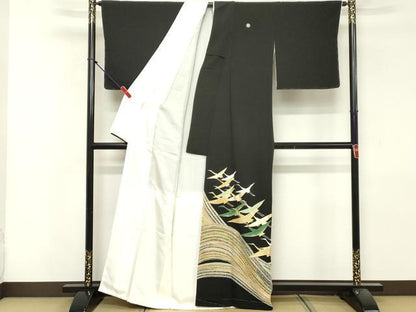 平和屋着物■豪華黒留袖　作家物　飛鶴　金彩　正絹　逸品　DABF9890cd