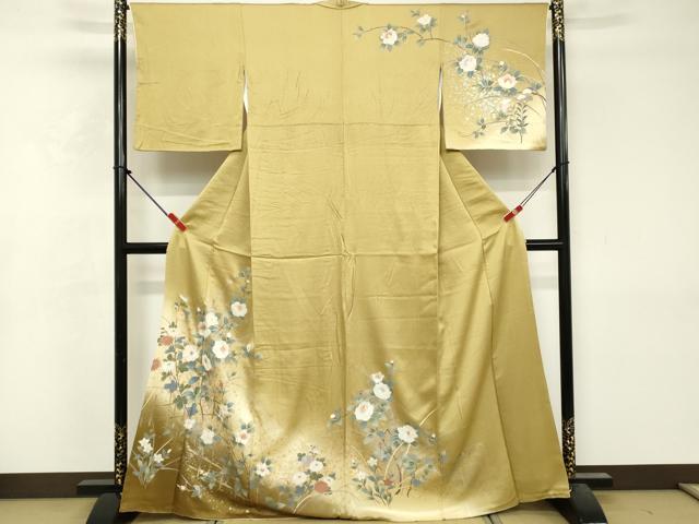 平和屋着物■訪問着　枝花文　暈し染め　金銀彩　正絹　逸品　DABF9897cd