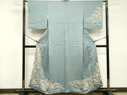 平和屋着物■訪問着　駒刺繍　柴花文　金彩　正絹　逸品　DABF9932cd