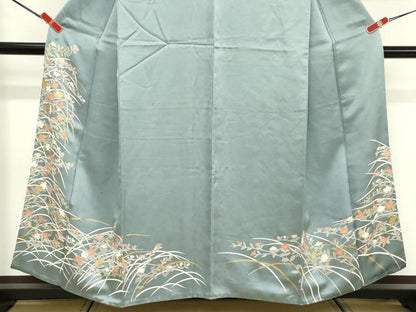平和屋着物■訪問着　駒刺繍　柴花文　金彩　正絹　逸品　DABF9932cd