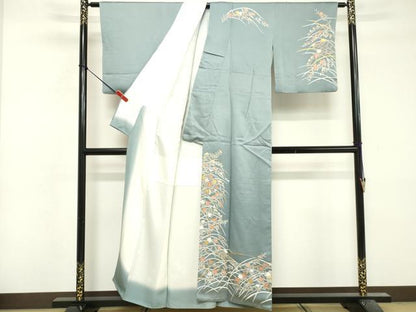 平和屋着物■訪問着　駒刺繍　柴花文　金彩　正絹　逸品　DABF9932cd