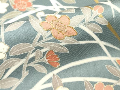 平和屋着物■訪問着　駒刺繍　柴花文　金彩　正絹　逸品　DABF9932cd