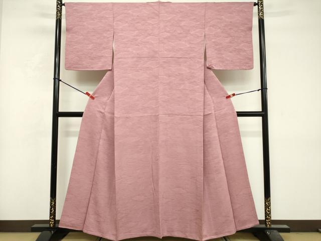 平和屋着物■上質な色無地　流水地紋　桃花色　正絹　逸品　DABF9937cd