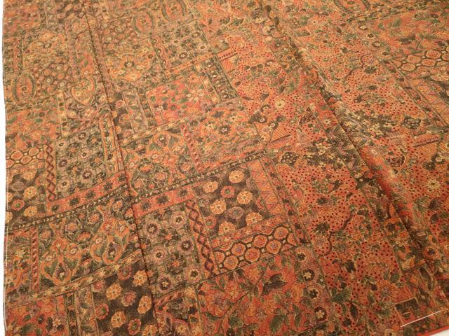 平和屋着物■上質な小紋　更紗花文　鬼しぼ縮緬　正絹　逸品　未使用　DABF9942cd