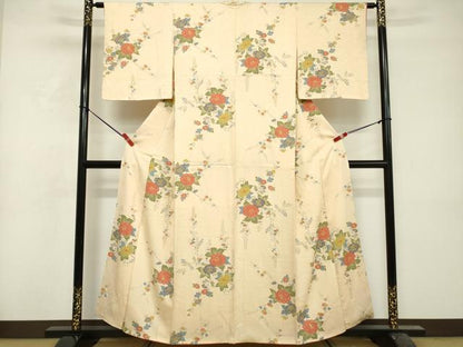平和屋着物■上質な小紋　枝花文　金彩　正絹　逸品　DABF9951cd