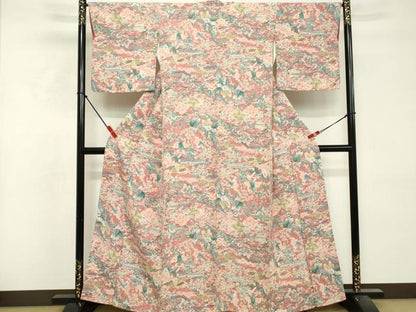 平和屋着物■上質な小紋　手描き　風景文　正絹　逸品　DABF9964cd