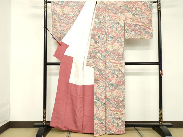 平和屋着物■上質な小紋　手描き　風景文　正絹　逸品　DABF9964cd