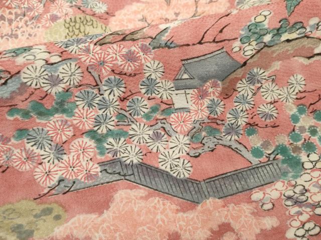 平和屋着物■上質な小紋　手描き　風景文　正絹　逸品　DABF9964cd