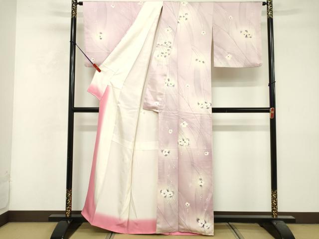平和屋着物■上質な小紋　枝花文　暈し染め　正絹　逸品　DABF9971cd