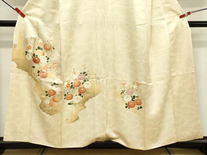 平和屋着物■訪問着　刺繍　草花文　暈し染め　金彩　正絹　逸品　DABF9972cd