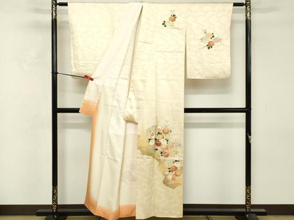 平和屋着物■訪問着　刺繍　草花文　暈し染め　金彩　正絹　逸品　DABF9972cd