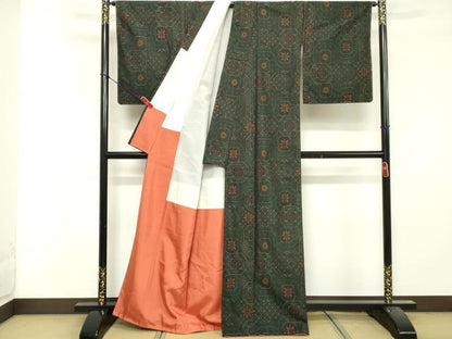 平和屋着物■本場大島紬　蜀江花文　正絹　逸品　DABF9973cd