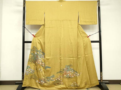 平和屋着物■豪華色留袖　御所車花文　金彩　正絹　逸品　DABF9984cd