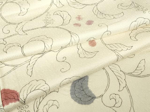 平和屋着物▽上質な小紋　単衣　絞り　唐草文　正絹　逸品　DABG0005az