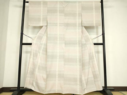 平和屋着物▽本塩沢　単衣　花間道　正絹　逸品　DABG0008az