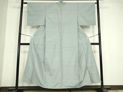 平和屋着物▽上質な紬　単衣　十字絣　正絹　逸品　DABG0013az