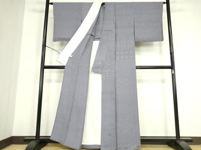 平和屋着物▽上質な色無地　単衣　正倉院牡丹唐草地紋　藤紫色　ますいわ屋扱い　正絹　逸品　DABG0024az