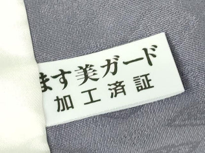 平和屋着物▽上質な色無地　単衣　正倉院牡丹唐草地紋　藤紫色　ますいわ屋扱い　正絹　逸品　DABG0024az