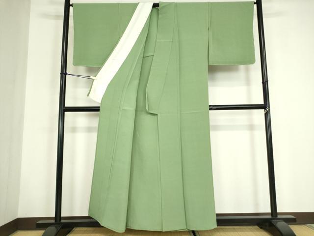 平和屋着物▽上質な色無地　単衣　柳染色　正絹　逸品　未使用　DABG0028az