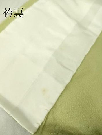 平和屋着物▽本草木染作家　瑞寶　色無地　単衣　若葉色　正絹　逸品　DABG0030az
