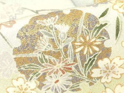 平和屋着物▽訪問着　単衣　雪輪枝垂れ桜文　暈し染め　金彩　正絹　逸品　DABG0040az