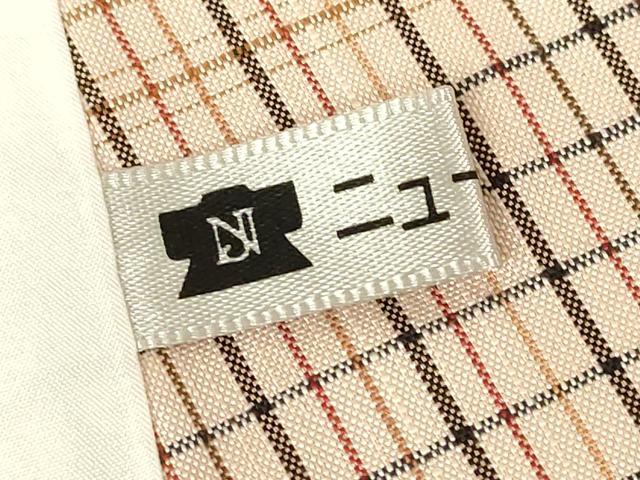 平和屋着物▽訪問着　紬地　単衣　格子　正絹　逸品　未使用　DABG0045az