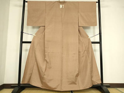 平和屋着物▽上質な紬 　単衣　赤白橡色 　正絹　逸品　未使用　DABG0046az