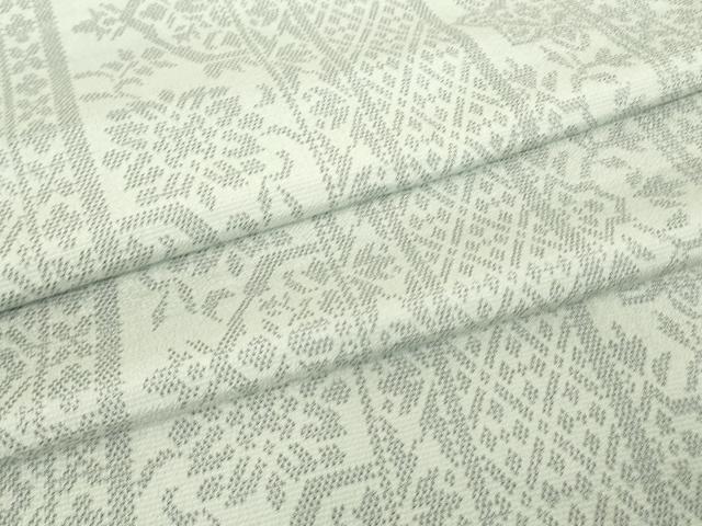 平和屋着物▽本塩沢　単衣　更紗花間道　正絹　逸品　DABG0047az
