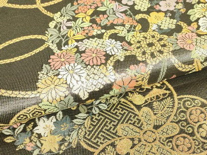 平和屋着物▽西陣　紋屋井関　御寮織　六通柄袋帯　スリーシーズン　春夏秋　紐花文　金糸　ますいわ屋扱い　正絹　逸品　DABG0049az