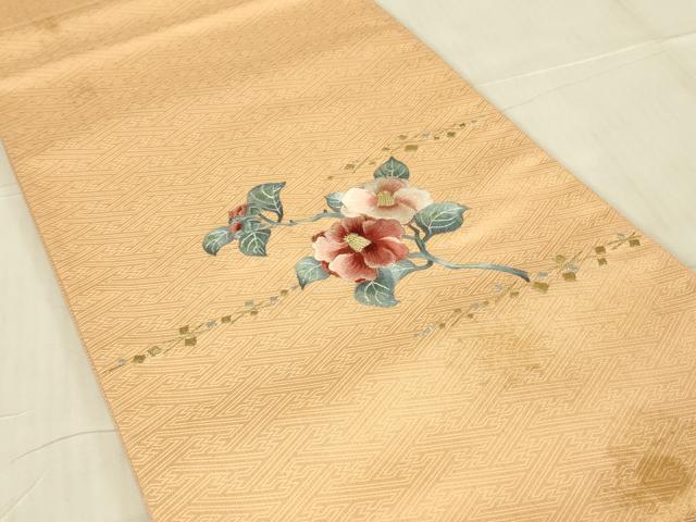 平和屋着物▼総刺繍　太鼓柄袋帯　枝花文　金通し地　正絹　逸品　DABG0070az