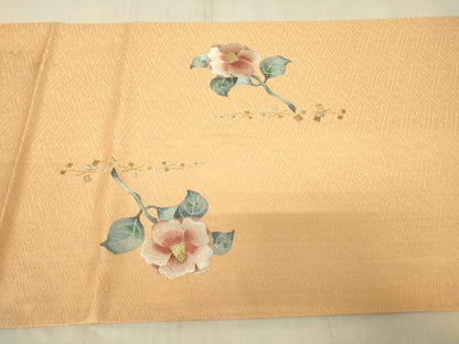 平和屋着物▼総刺繍　太鼓柄袋帯　枝花文　金通し地　正絹　逸品　DABG0070az