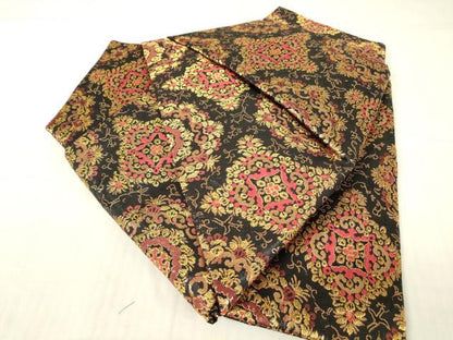 平和屋着物▼つけ帯　正倉院花文　黒地　金糸　正絹　逸品　DABG0087az
