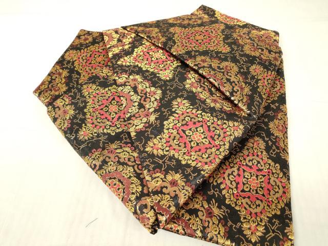 平和屋着物▼つけ帯　正倉院花文　黒地　金糸　正絹　逸品　DABG0087az