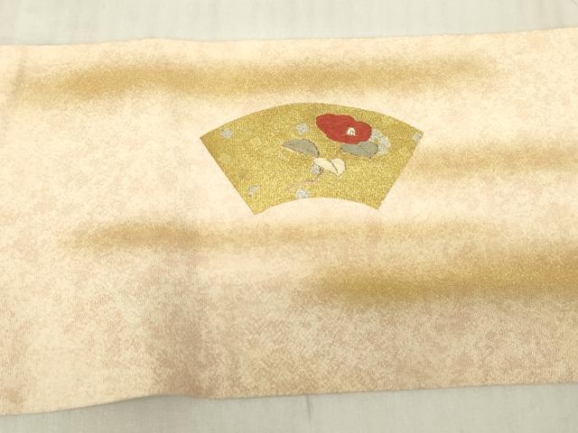 平和屋着物▼つけ帯　刺繍　地紙花文　金彩　正絹　逸品　DABG0090az