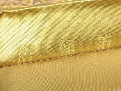 平和屋着物▼六通柄袋帯　唐俑箔　宝尽くし雪輪重ね飛鶴文　金糸　正絹　逸品　DABG0125az