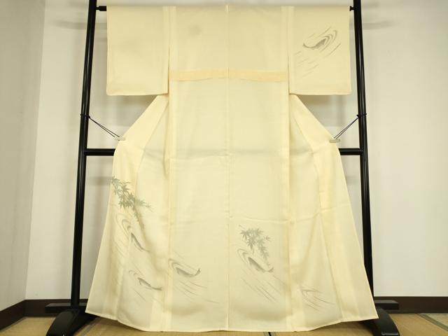 平和屋着物▽訪問着　無双　紗袷　紗×絽　魚文　鮎　手描き　正絹　逸品　未使用　DABG0211az