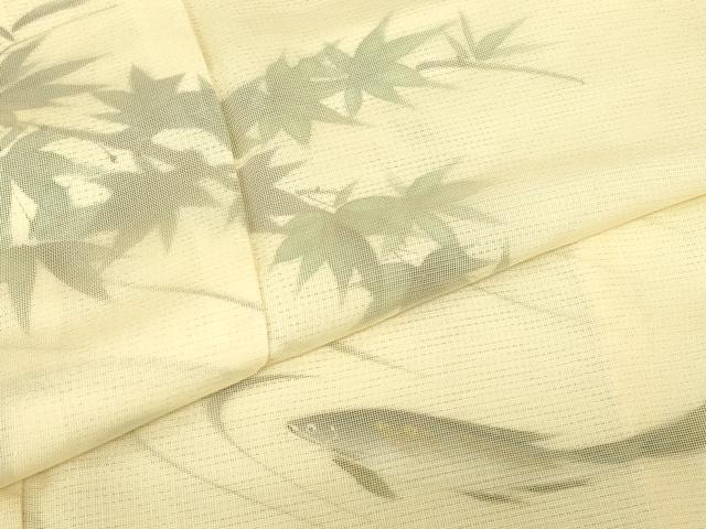 平和屋着物▽訪問着　無双　紗袷　紗×絽　魚文　鮎　手描き　正絹　逸品　未使用　DABG0211az