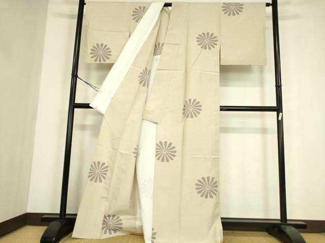 平和屋着物▽上質な紬　単衣　舞花文　正絹　逸品　DABG0215az