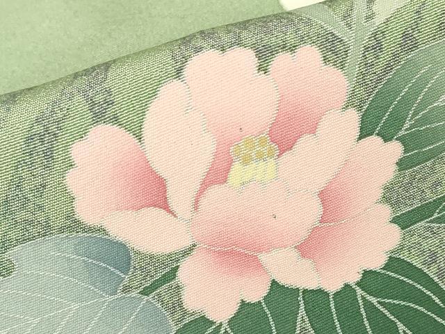 平和屋着物▽訪問着　単衣　友禅　草花シルエット　正絹　逸品　DABG0233az