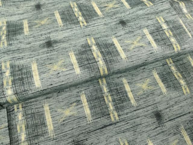 平和屋着物▽上質な紬　単衣　絣文　正絹　逸品　DABG0234az