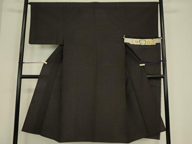平和屋着物▽男性　結城紬　単衣　檳榔子染色　証紙付き　正絹　逸品　DABG0235az