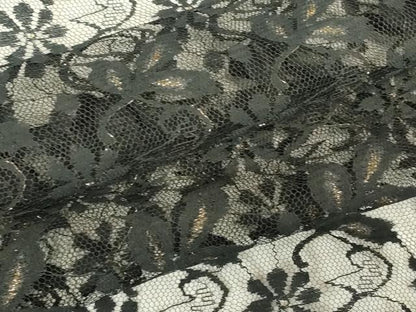 平和屋着物▽羽織　スリーシーズン　春夏秋　塵除け　総レース　草花文　黒地　金糸　逸品　DABG0237az
