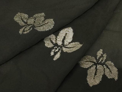 平和屋着物▽羽織　スリーシーズン　春夏秋　塵除け　杜若　黒地　銀糸　正絹　逸品　DABG0239az