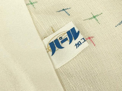 平和屋着物▽上質な紬　単衣　幾何学文　正絹　逸品　DABG0240az