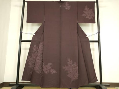 平和屋着物▽訪問着　単衣　枝葉文　正絹　逸品　未使用　DABG0247az
