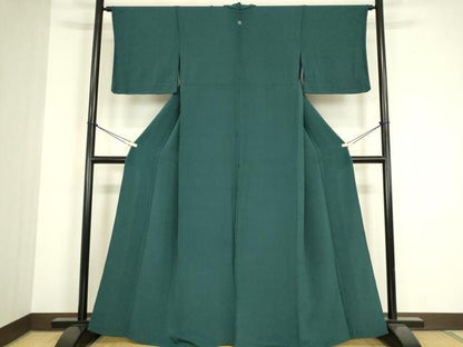 平和屋着物▽上質な色無地　単衣　虫襖色　鬼しぼ縮緬　正絹　逸品　DABG0248az