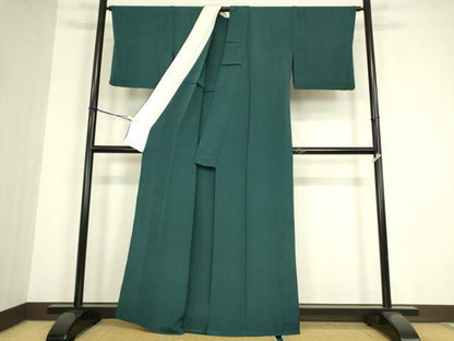 平和屋着物▽上質な色無地　単衣　虫襖色　鬼しぼ縮緬　正絹　逸品　DABG0248az